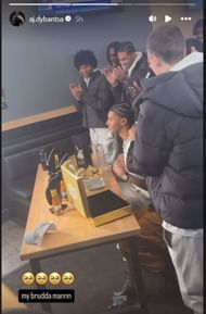 AJ Dybantsa reacts to Chris Cenac college decision (Source: Instagram/@aj.dybantsa)